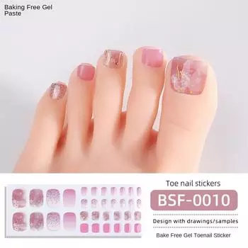 Наклейки для маникюра с гелем, не требующим запекания, бронзирующий луковый порошок, отбеливающие наклейки для ногтей на ногах с гелем, не требующие запекания BSF-0010