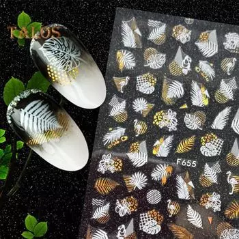 Наклейки для ногтей 3D DIY несколько стилей блестящие маникюрные наклейки без замачивания для девочек 7 черный белый