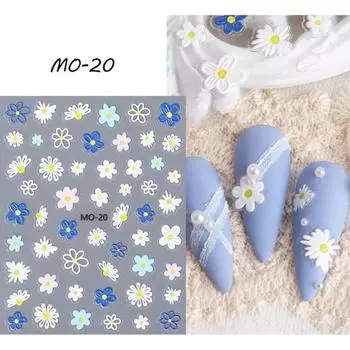 Наклейки для ногтей 5D с тиснением, рельефные граффити, цветы, дизайн, тонкие трехмерные трансформирующие наклейки для дизайна ногтей B