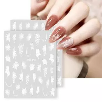 Наклейки для ногтей, элегантные, ручная роспись, цветок, бабочка, долговечные Ins, стильные наклейки для дизайна ногтей, женские аксессуары B
