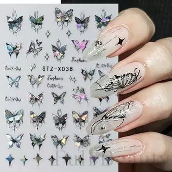 Наклейки для ногтей бабочка сердце дизайн клей слайдер наклейки наклейки для дизайна ногтей маникюр украшения