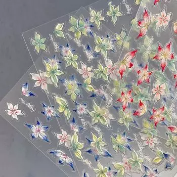 Наклейки для ногтей «Цветок дьявола» Свежие полупрозрачные жидкие 3D цветочные желе с клеем для украшения ногтей Товары для салонов красоты
