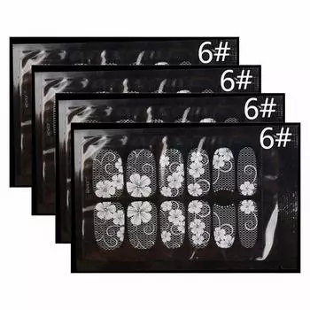 Наклейки для ногтей D-Clock ZX White Pattern 6, разноцветные, 4 шт.