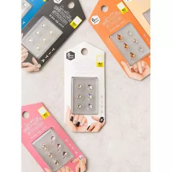 Наклейки для ногтей Daiso Big Parts 6 шт. в упаковке Black shape (pearl)