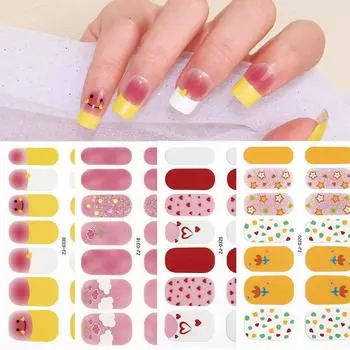 Наклейки для ногтей Flower Love, наклейки для ногтей Rainbow, наклейки для ногтей, пленка для ногтей, наклейки для ногтей, полные наклейки