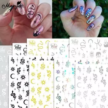 Наклейки для ногтей Monja 5D Рельефные наклейки Рельефные китайские новогодние змеи Мультяшные самоклеящиеся слайдеры Украшения для маникюра своими руками Аксессуары Инструменты