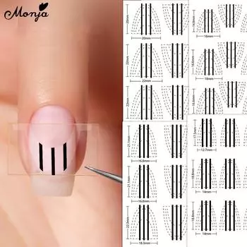 Наклейки для ногтей Monja Французский маникюр Полоска Край Вспомогательные слайдеры для ногтей Самоклеящиеся советы по нейл-арту Руководства Наклейки Маникюрные инструменты
