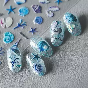 Наклейки для ногтей Ocean DIY Украшения для ногтей Аксессуары для маникюра 5D Резные наклейки для ногтей 3