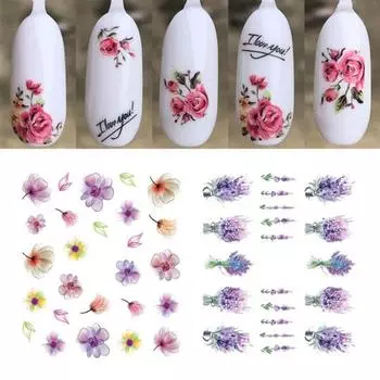 Наклейки для ногтей, переносные водяные знаки, необычные цветочные узоры, безопасный материал 46