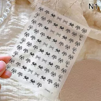 Наклейки для ногтей с бабочкой, изысканные, универсальные, ретро, черно-белые, с бантом, с плоским рисунком, клейкая лента для ногтей, дизайн ногтей своими руками