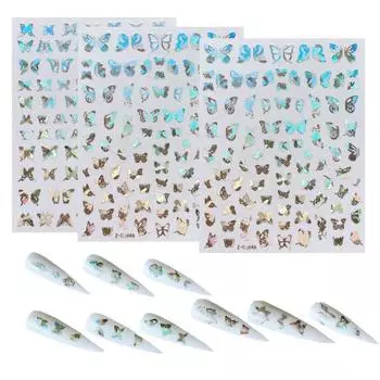 Наклейки для ногтей с бабочкой, симфонический цвет, привлекательные ремесленные украшения, голографическая наклейка для дизайна ногтей с бабочкой 9