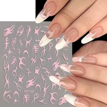 Наклейки для ногтей с геометрическим узором, сияющая звезда и луна, клейкие наклейки для ногтей