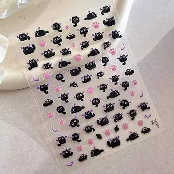 Наклейки для ногтей с изображением милых кошек, принадлежности для нейл-арта, наклейки для дизайна ногтей в стиле кавай, наклейки для украшения ногтей, наклейки для маникюра