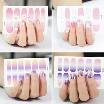 Наклейки для ногтей с маленькой ромашкой Наклейки для ногтей в том же стиле Готовые накладные ногти Наклейки для ногтей Наклейки для ногтей с блестками