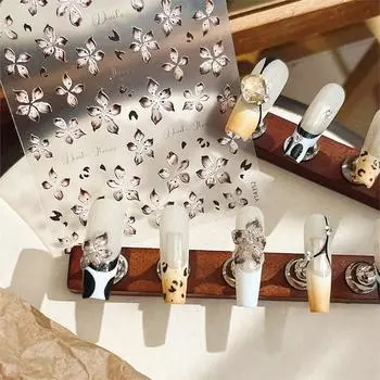 Наклейки для ногтей с пятью лепестками в китайском стиле, рельефные, самоклеящиеся наклейки для дизайна ногтей, ретро-модные наклейки для маникюра one size