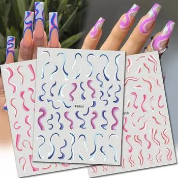 Наклейки для ногтей с водной волной, наклейки для украшения ногтей, водонепроницаемый маникюр «сделай сам»