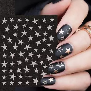 Наклейки для ногтей с золотом, серебром, звездами, разноцветными фигурами и пятиугольными звездами для наклеек на ногти