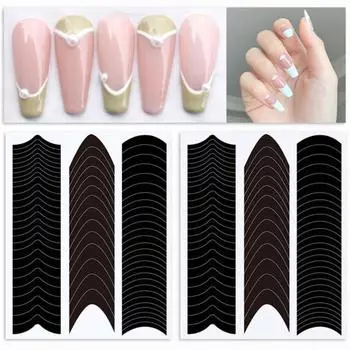 Наклейки для ногтей Самоклеящиеся маникюрные полоски Вспомогательные наклейки для французских ногтей