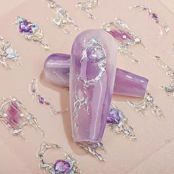 Наклейки для ногтей тисненые 5D трехмерные горячие серебряные имитация бриллиантов флэш-стикер для нейл-арта украшения 60*60mm