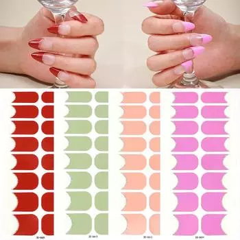 Наклейки для ногтей во французском стиле, водостойкие, однотонные, луковая пудра, лак для ногтей, пленка, прозрачный лед, наклейки для дизайна ногтей, полные наклейки