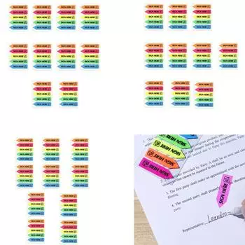 Наклейки для подписи Здесь Вкладки для подписи Здесь Легко разместить Наклейки для подписи Дата Здесь Стрелка Флаг для аннотирования книг Чтение