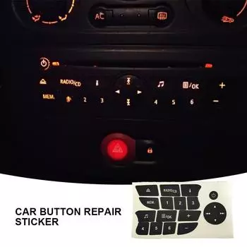 Наклейки для ремонта автомобильных кнопок CD-радио Аудиокнопки Наклейки для ремонта Наклейки Украшения Автомобильные аксессуары Новые 2024 Для Renault чёрный
