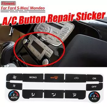 Наклейки для ремонта кнопки климат-контроля, черные наклейки на кнопку Ford S-Max