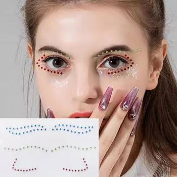 Наклейки для татуировок на лицо, креативные безопасные пластиковые временные татуировки для лица с драгоценными камнями для вечеринки 3
