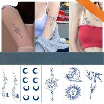 Наклейки для татуировок с травяным соком, милые цветы, маленькие свежие цветы, полуперманентные наклейки для татуировок 70*120mm