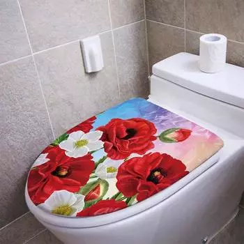 Наклейки для унитаза с розами, водонепроницаемые, легко снимаются, цветочный узор, сильная липкость, наклейка на стену в ванной комнате, декоративная наклейка на крышку унитаза Flower