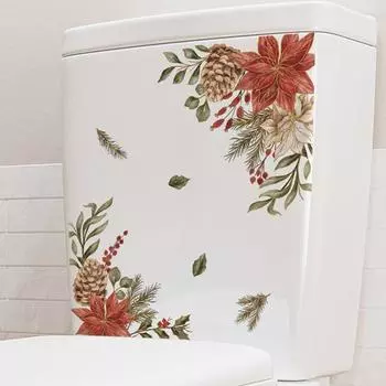 Наклейки для унитаза Yousheng с растительным цветочным узором, яркие цвета, самоклеящиеся, легко наносятся, долговечные наклейки для украшения дома Leaf