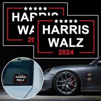 Наклейки Harris Walz 2024, 2 шт. Поддержка Камала Харрис Наклейки на бампер Walz Decal Tim Президентский винил 2024 года Предвыборная кампания автомобиля G2R3 чёрный