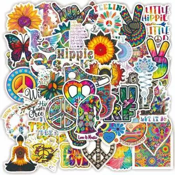 Наклейки хиппи, 10/25/50 шт. наклейки Peace Love, набор виниловых водонепроницаемых наклеек, триповые наклейки для ноутбука, чехол для телефона с бутылкой воды для детей и подростков 10PCS