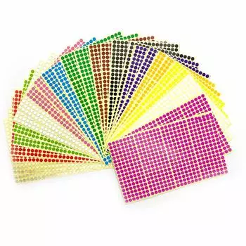 Наклейки HIRAISM Color Label круглой формы 14 цветов набор из 28 шт. (Диаметр 6мм) красный