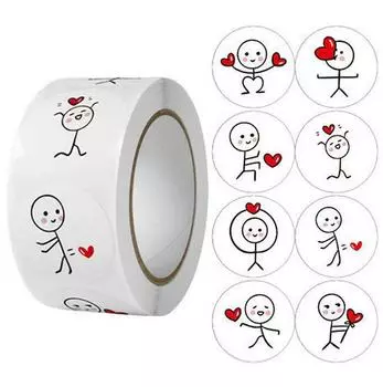 Наклейки из мультфильма «Стикмен Сяохуншу»: Милые, креативные круглые этикетки для детских тетрадей 2.5CM/500 stickers