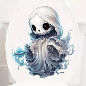 Наклейки из мультфильмов Призрачный огонь Декор для Хэллоуина Ванная комната Туалет Наклейки для украшения резервуара для воды 30x30cm