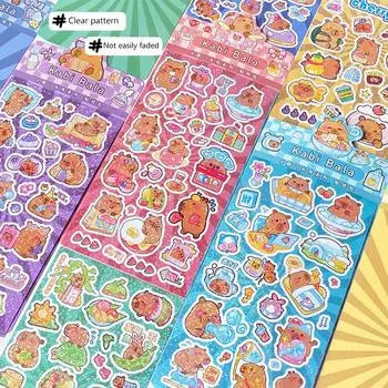 Наклейки Kawaii Capybara, мультяшные водонепроницаемые съемные наклейки, блестящие наклейки, карманные украшения, наклейки для украшения ручного аккаунта фиолетовый