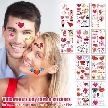 Наклейки ко Дню Святого Валентина Love Tattoo- Наклейки Наклейки для свиданий 10 шт. One Size чёрный