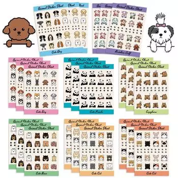 Наклейки-коллажи с мультяшными животными: 8 водонепроницаемых декоративных наклеек для поделок своими руками 8 pieces