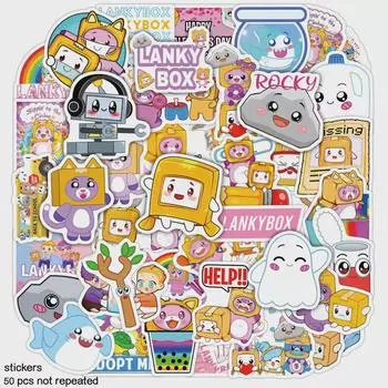 «Наклейки Lankybox Fox Cartoon Stickers для детей, 52 шт. — Идеально подходят для велосипедов, бутылок с водой и справочников» 50 Stickers + OPP Bag