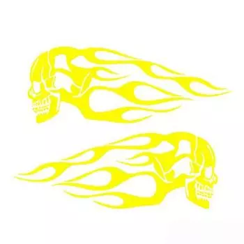 Наклейки на электровелосипед Автомобиль Пламя Черепа 3D Наклейки на топливный бак Украшение шлема Мотоциклетное украшение yellow