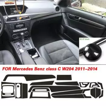 Наклейки на автомобиль 5D Carbon Fiber Black Vinyl Pattern Interior DIY Trim Decals For Mercedes FOR Benz Class C W204 2011-2014 Auto Acce CHINA