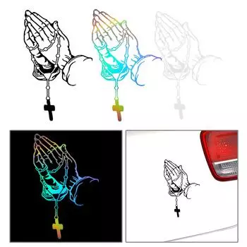 Наклейки на автомобиль из ПВХ с молитвенными руками и четками для автомобиля, грузовика, компьютера, стены, любых чистых гладких поверхностей S