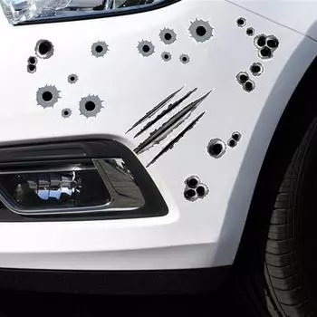 Наклейки на автомобиль Личность Моделирование Пулевое отверстие Смешные наклейки Авто Мотоцикл Украшения Наклейки Автомобильные аксессуары чёрный