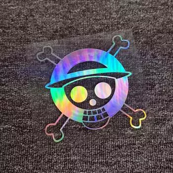 Наклейки на автомобиль Луффи Пираты аниме забавные светоотражающие украшения для крышки топливного бака лобовое стекло бампер багажник мотоциклы ноутбук D30 11x11cm