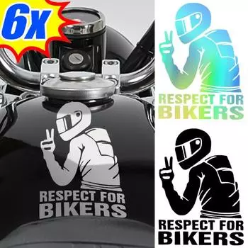 Наклейки на автомобиль мотоцикл Respect for Bikers Pattern Decal Мотоциклетные корпуса Laser Reflective Sticker Car Scratch Decorative Decals 1pcs