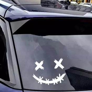 Наклейки на автомобиль Смайлик Наклейка на автомобиль Светоотражающая Водонепроницаемая Улыбка Наклейка Наклейка на шлем мотоцикла Наклейка Украшение Модификация серый