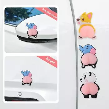 Наклейки на бампер автомобиля, предотвращающие столкновения, 3D-силиконовые, для предотвращения столкновений, мультяшные милые животные Type 2
