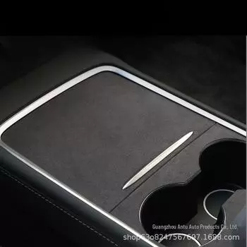 Наклейки на центральную консоль Tesla Model 3/Y из замши для стакана с водой — аксессуары для интерьера для измененного вида.
