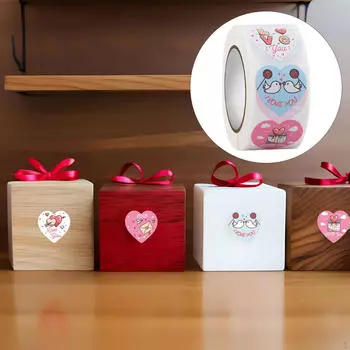 Наклейки на День святого Валентина оптом для поделок, этикетки, водонепроницаемые подарочные коробки, конверты, запечатки, сердце любви Style A